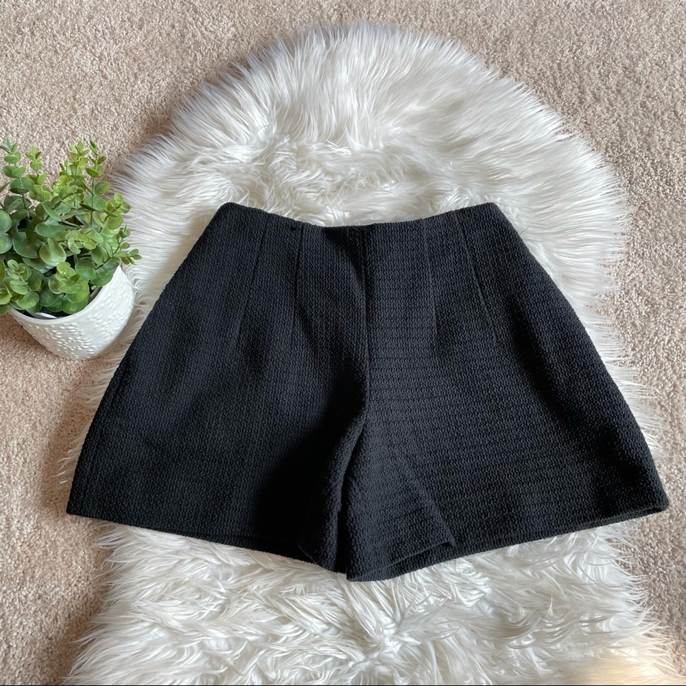 Carven Black Textured High Waisted Shorts